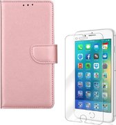iPhone 7 Plus / 8 Plus - Bookcase rose goud - portemonee hoesje + 2X Tempered Glass Screenprotector