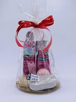 Cadeau voor vrouw Kneipp geschenkset Kneipp douche foam Cherry Blossom Kneipp douchegel Wilde roos lavendel bruisbal borstel puimsteen - Geschenkset vrouwen - verjaardag - 5 produc