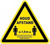 Waarschuwingssticker houd afstand - antislip - driehoek - 200 mm - COVID-19 - Corona - sticker