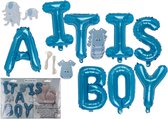 folie ballonnen set IT IS A BOY blauw jongen decoratie babyshower geboorte zoon