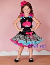 Kirei Sui petticoat - Meisje - Tule rok - Luipaard - Fuchsia - Turquoise - Pettiskirt - 3 tot 4 jaar