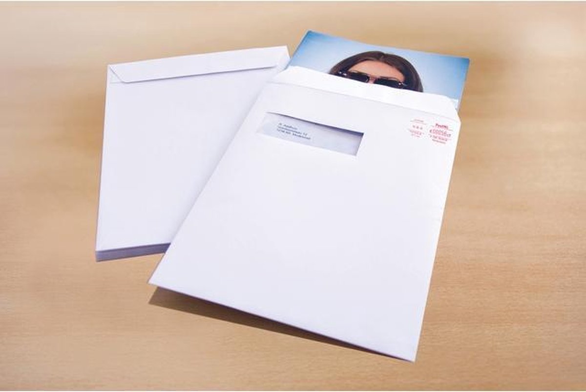 Raadhuis akte envelop - 229x324mm - C4 - wit - met plakstrip - venster links - 25 stuks - RD-303590-25