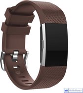 Horloge band | geschikt voor de Fitbit Charge 2 | siliconen sport armband| activity tracker | bruin | large