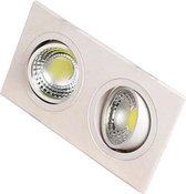 LED Spot - Inbouwspot Dubbel - Rechthoek 10W - Helder/Koud Wit 6400K - Mat Wit Aluminium - Kantelbaar 175x93mm - BSE