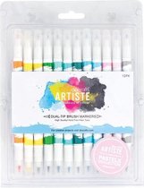 Dual Tip Brush Markers (12pcs) - Pastel