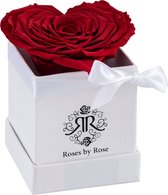 Red Single Heart mini flowerbox - longlife rose