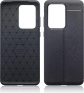Samsung Galaxy S20 Ultra hoesje - Gel case lederlook - Zwart - GSM Hoesje - Telefoonhoesje Geschikt Voor Samsung Galaxy S20 Ultra