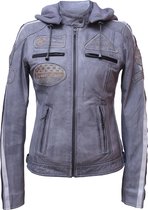 Urban 5884® - Fifty Eight - Damesjas - Motorjas - Lams Leren - Met Protectie - Grijs - Maat 4XL