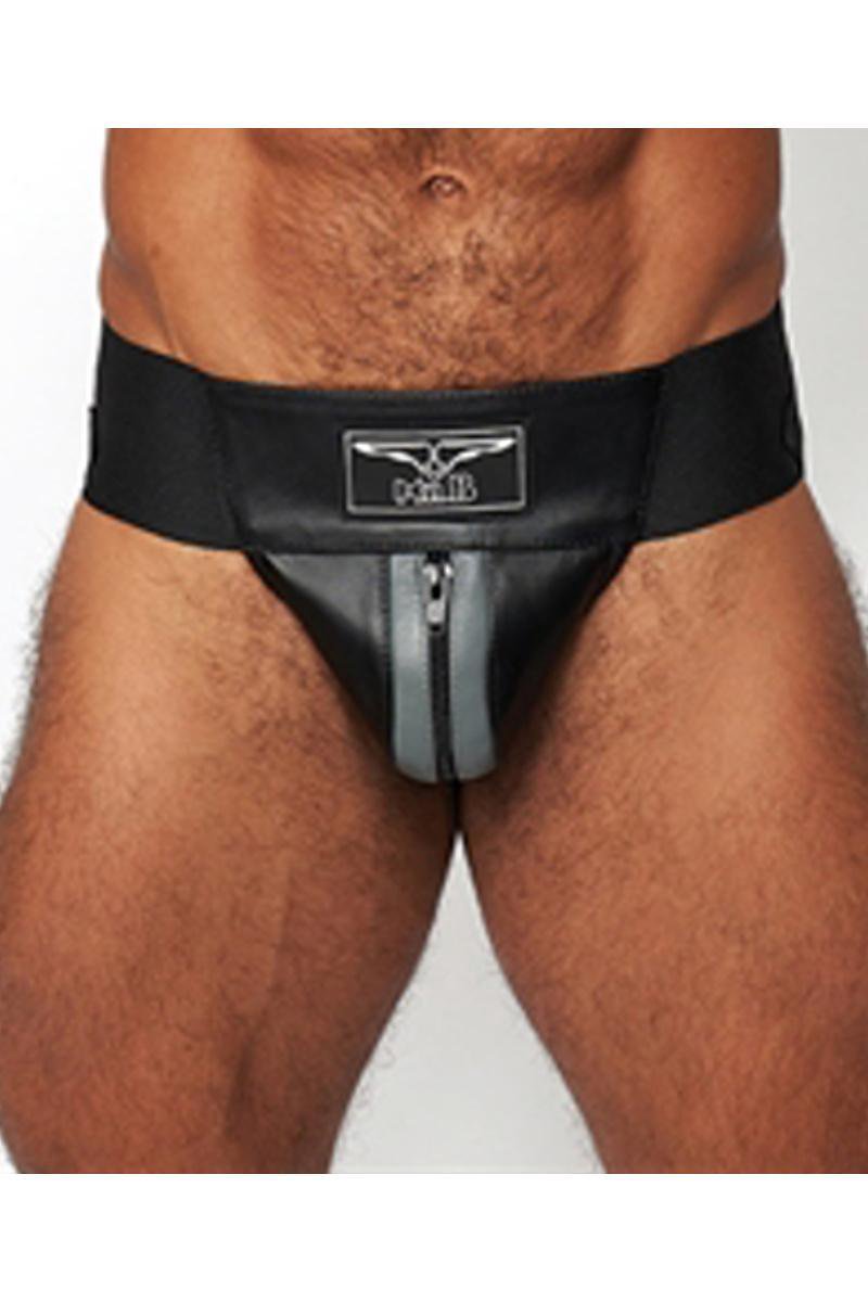 Mister b leather premium jockstrap black/grey small
