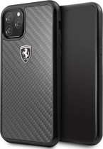Zwart hoesje Ferrari - Backcover - iPhone 11 Pro - Carbon Fiber - Antraciet