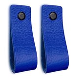 Leren handgrepen - Blauw - 2 stuks - 16,5 x 2,5 cm | incl. 3 kleuren schroeven per leren handgreep