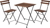 Bol.com Bistro set - Tuintafel en stoelen - Zwart - Metaal - Hout aanbieding