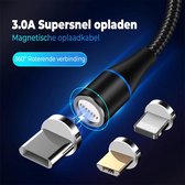 Phannie 3 in 1 Oplaadkabel 3.0 - 1 meter - Magnetisch Datakabel - iPhone Lightning / Micro-USB / Type-C