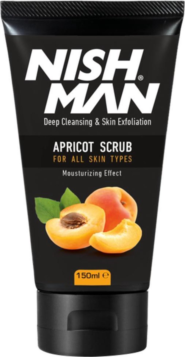 Nish Man Apricot Scrub-150 ml- zuivert en verzorgt - verwijderd onzuiverheden, dode huidcellen en vuilophoping - vermindert ruwe plekken - maakt de huid soepel en zacht