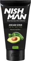 Nish Man Avocado Scrub - zuivert en verzorgt - verwijderd onzuiverheden, dode huidcellen en vuilophoping - vermindert ruwe plekken - maakt de huid soepel en zacht