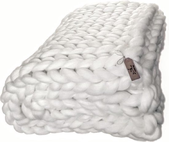 MIO INDIANO - Grof gebreid - Plaid - Chunky knit - 120x150cm - Wit | bol.com