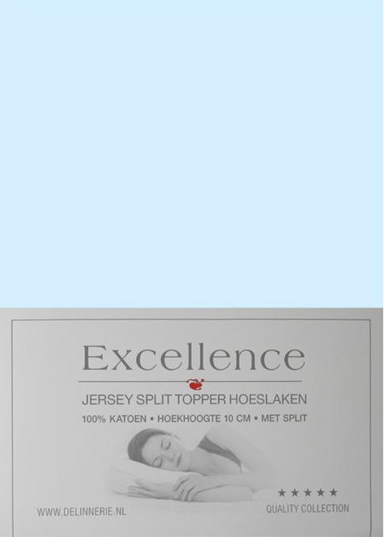 Excellence Jersey Split Topper Hoeslaken - Tweepersoons - 160x200/210 cm - Light Blue