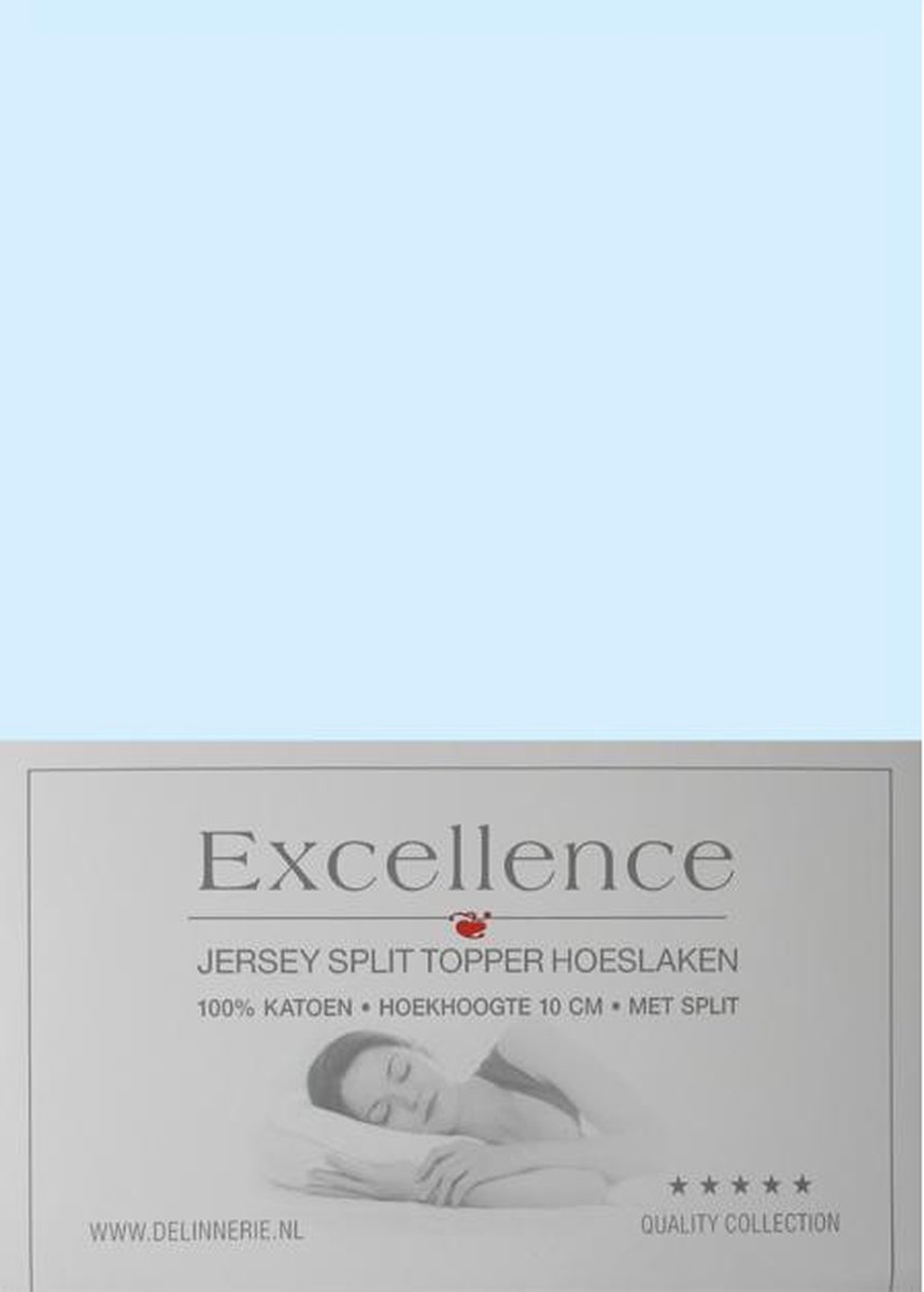 Excellence Jersey Split Topper Hoeslaken - Tweepersoons - 160x200/210 cm - Light Blue