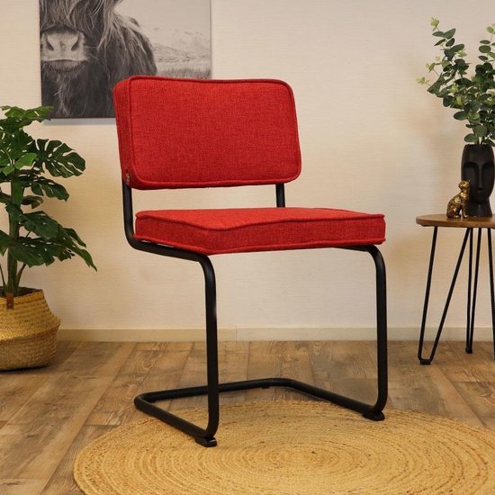 | Retro eetkamerstoel Brandon stof rood Eetkamerstoel Patch | Modern | Retro | Eethoek | De
