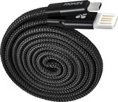 Promate COILINE-C.BLACKDEL USB-C naar USB-A kabel - 480Mbps - 5V, 2A - 1m - Zwart