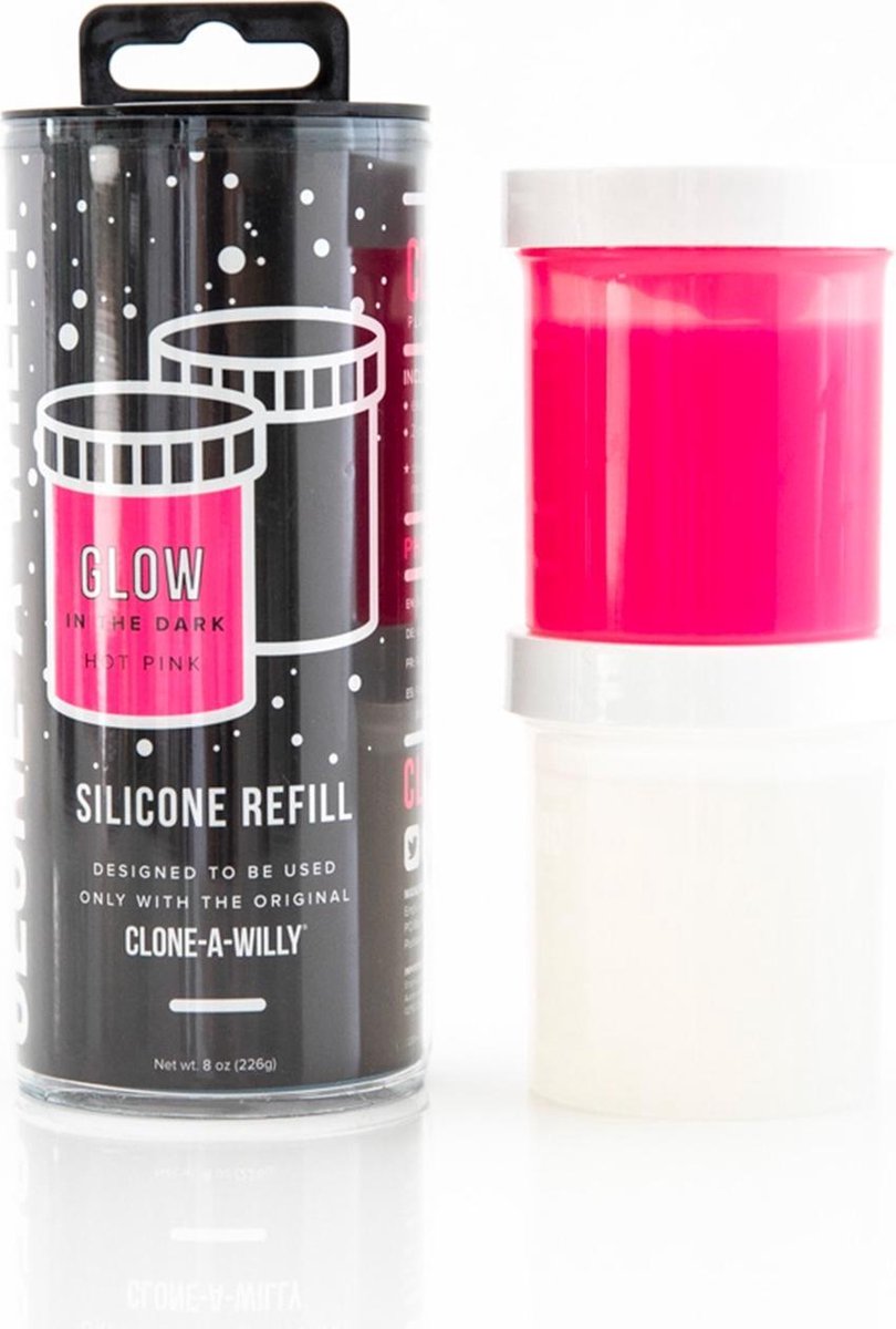 Goedkoopste Clone-A-Willy - Refill Glow in the Dark Hot Pink Silicone