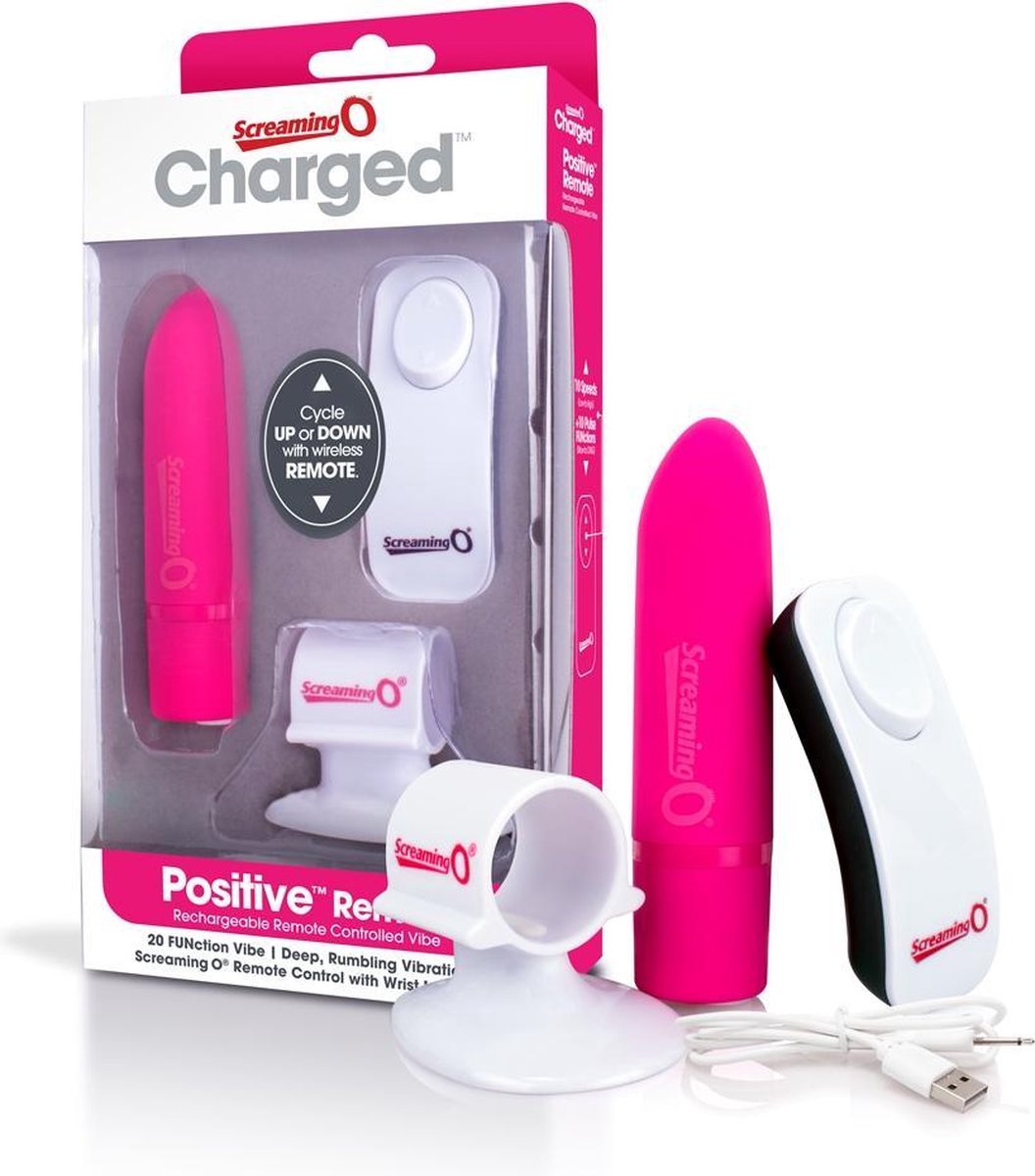 The Screaming O Charged Positive Bullet Vibrator Remote Control - Roze