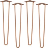 Hairpin poten tafelpoten 2-punt set van 4 - 61 cm - bruin-koperachtig