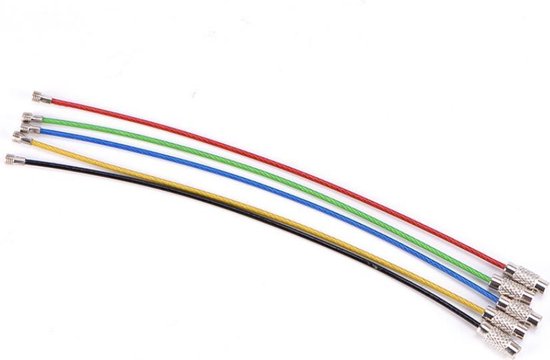 Swpeet 45-Stuks Metalen Draad Sleutelhanger Kit Met 5 Kleuren en 3 Maten Kabel Lussen - 2 mm Roestvrijstalen Connector Voor Wandelen Bagage ID-Tags - 10,5 cm, 15,5 cm