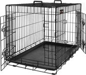 MIRA Home - Hondenkooi - Benche voor honden - Opvouwbaar - Met deuren - Metaal - Zwart - 75x54x47
