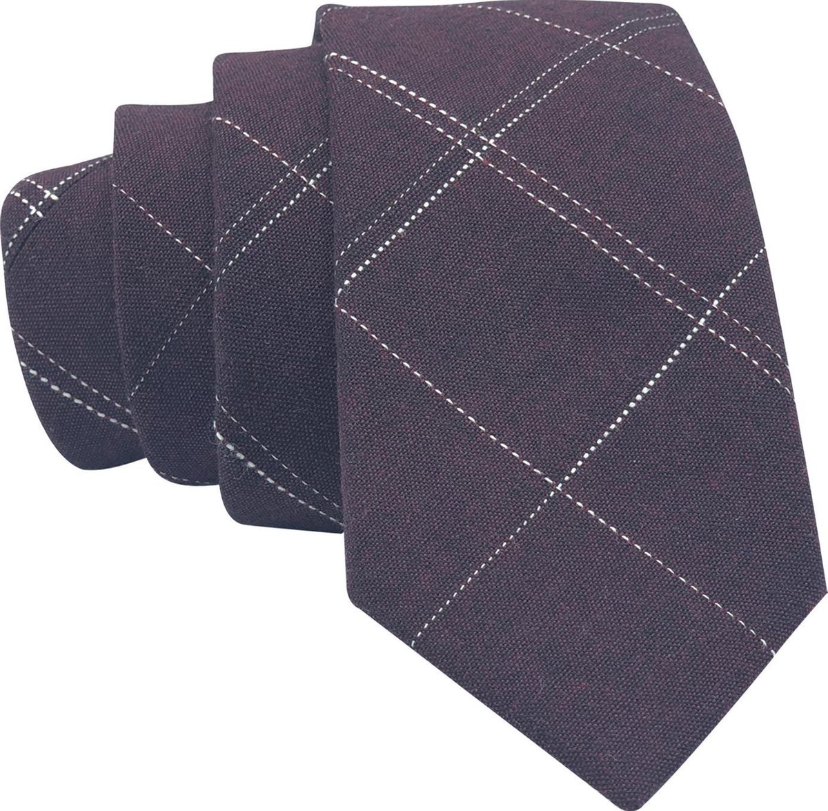 Premium Ties - Luxe Stropdas Heren - Katoen - Bordeaux - Inclusief Luxe Gift Box!