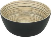 Bamboe schaal/kom zwart 26 cm - Sla/salade serveren - Schalen/kommen van hout - Keukenbenodigdheden