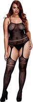 Baci - Jaquard Kanten Suspender Bodysuit Queen Size