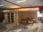 Blokhut Jumbo 10, kleurloos geimpregneerd, 300x300 cm + luifel 300 cm