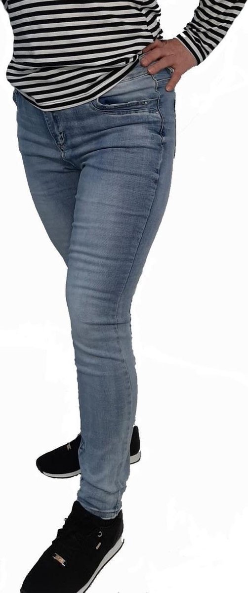 Monday Premium super high elasticity stretch jeans denim met strass studs -  Maat 46 | bol.com