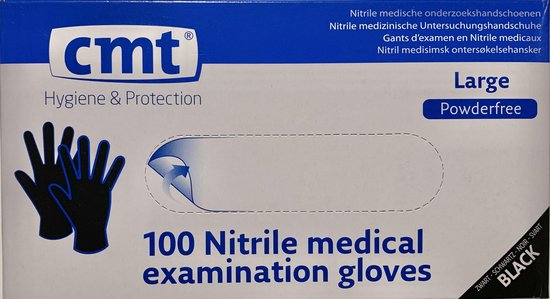 Medische handschoenen Zwart - Large - Nitril - Poedervrij 100 stuks