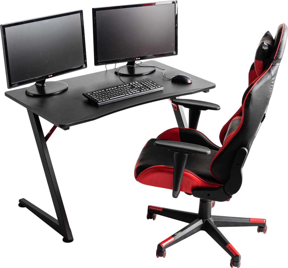 ACAZA Zwarte Bureau Game Bureau met Metalen Poten Gaming