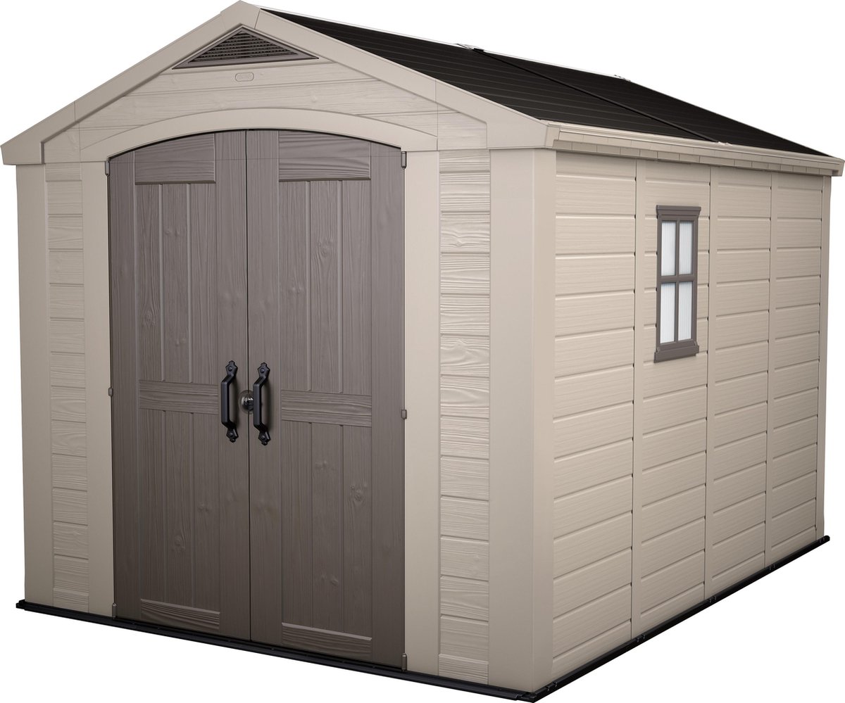 Bol.com Keter Factor 8x11 Tuinhuis - 256,5x243x331,5cm – Taupe/Beige aanbieding