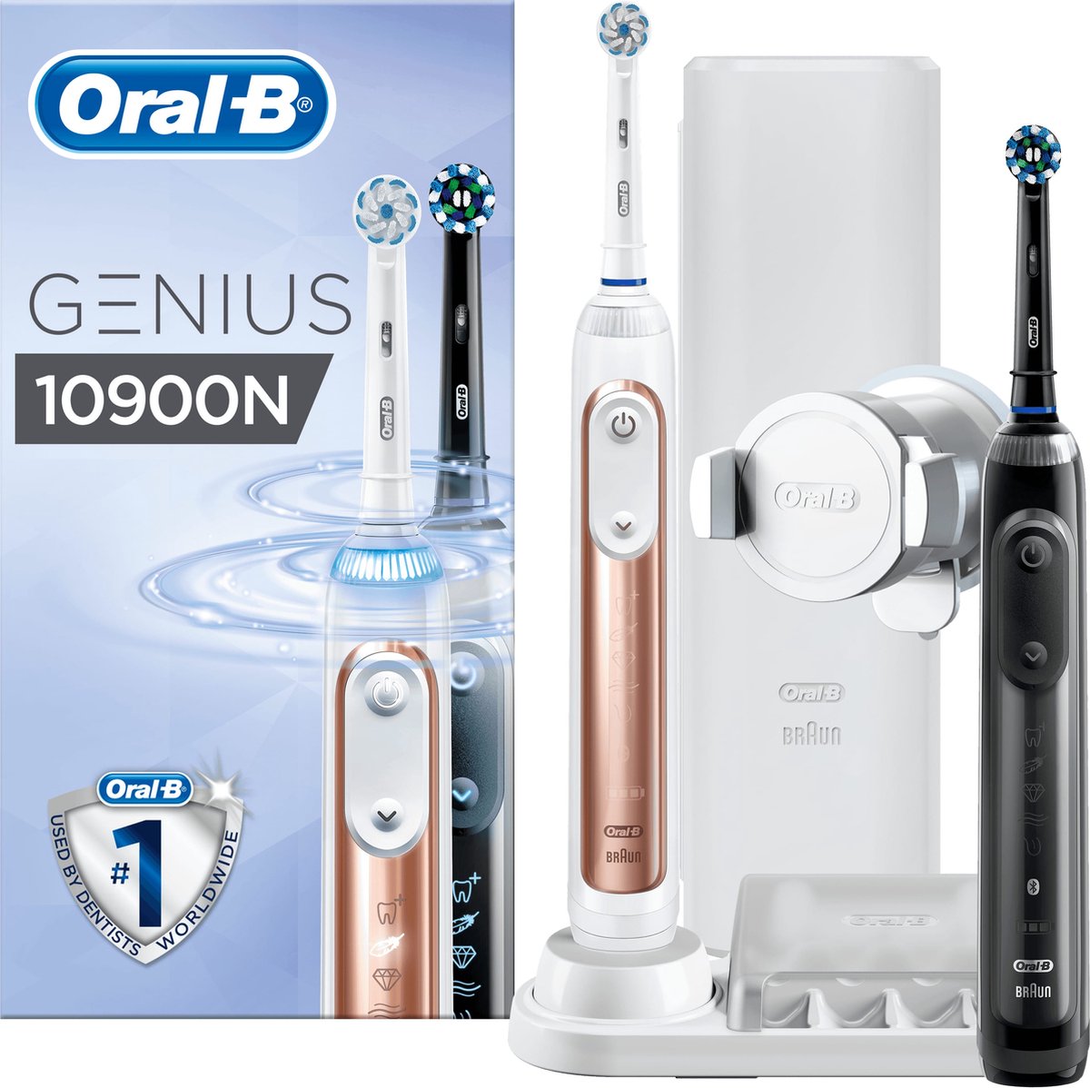 Oral-B Genius 10900N - Roségoud en Zwart - Elektrische Tandenborstels - Duo |