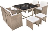 Tuin Loungeset Beige (Incl LW Fleece deken) - Lounge bank tuin - Tuinbank - Loungebank - Tuinset - Tafelset tuin - Bistroset