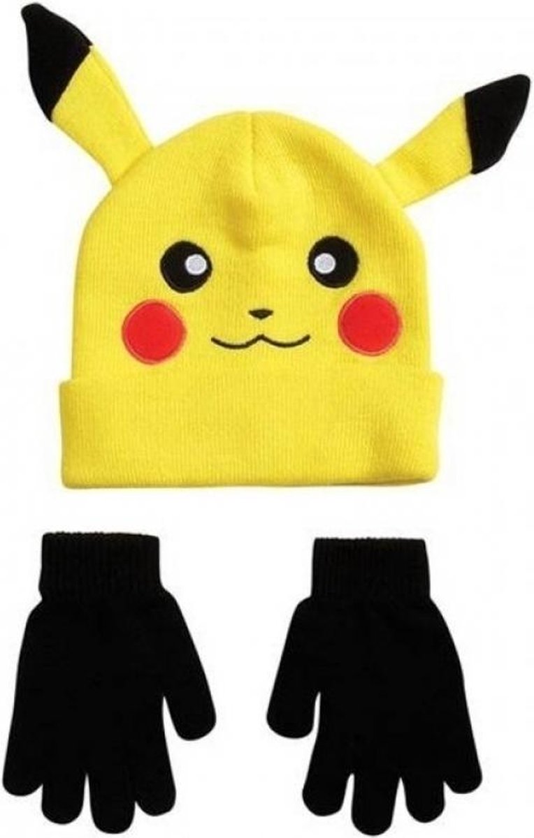Pokemon - Bonnet Pikachu pour Kids avec mitaines noires