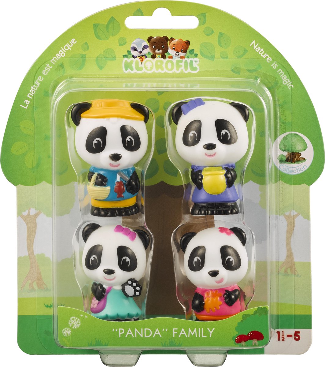 Klorofil De Familie "Panda" Speelset - Speelfiguren set - Poppetjes familie - Kinder Speelgoed - Bao, Jian, Tam en Poppy - Vanaf 18 maanden - 4-Delig