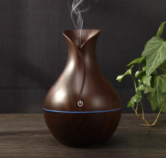 Aroma Diffuser - Luchtbevochtiger Aroma Therapie + NEUTRIHERBS Olie 10 ML - Vernevelaar – Verstuiver – Donkerbruin