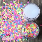 GetGlitterBaby® - Hartjes Mix Chunky Festival Glitters voor Lichaam en Gezicht / Face Body Jewels Glitter - Roze / Paars / Blauw / Geel / Groen / Oranje - en Glitter HuidLijm