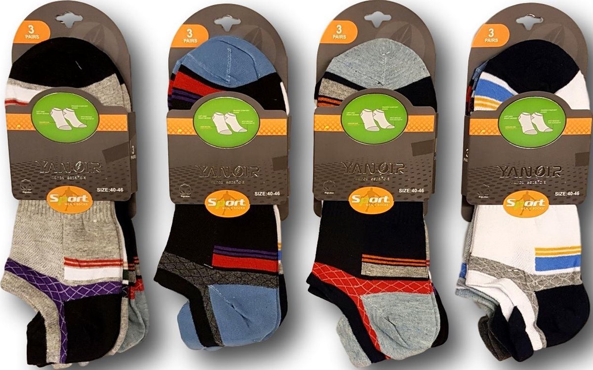 fantasie katoenen sneaker sokken 12 paar maat 40-46 voordeel verpakking