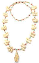 Dielay - Lange Ketting met Schelpen en Kralen - Lengte 104 cm