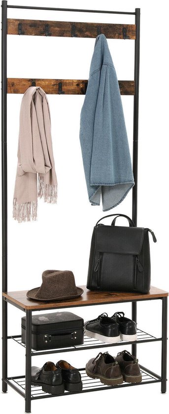 iBella Living - Porte -manteau - Porte -vestiaire avec porte-chaussures et banc - 175cm de haut