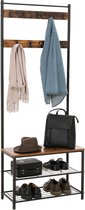 iBella Living - Kapstok - Garderoberek met schoenenrek en bank - 175cm hoog