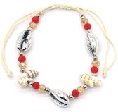 Armband Dames - Schelpen en Kralen - Touw - Lengte Verstelbaar