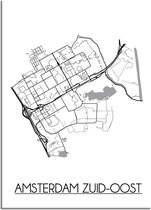 DesignClaud Amsterdam Zuid-Oost Plattegrond poster A4 poster (21x29,7cm)