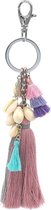 Dielay - Tas- en Sleutelhanger met Kwasten en Schelpen - Lengte 20 cm
